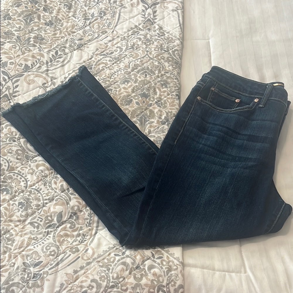 Seven7 Dark Indigo Crop Flare Jeans